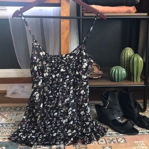 Sheer floral, button front, tank top